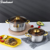 Ebberg, 3-Piece Stainless Steel Cookware Set with Glass Lids, Multi-Layer Base, Gas & Induction Compatible