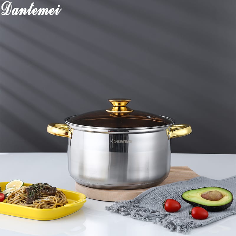 Ebberg, 3-Piece Stainless Steel Cookware Set with Glass Lids, Multi-Layer Base, Gas & Induction Compatible
