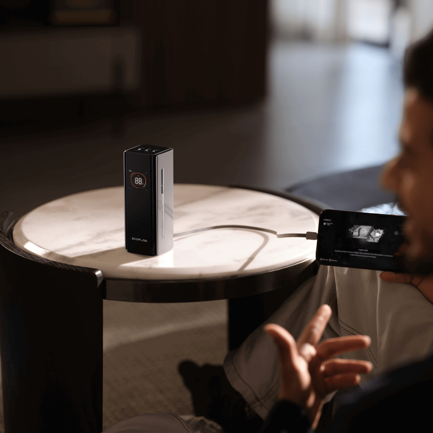 إيكو فلو RAPID Pro بنك طاقة (20,000mAh، 230W، كابل مدمج 100W) - فضي