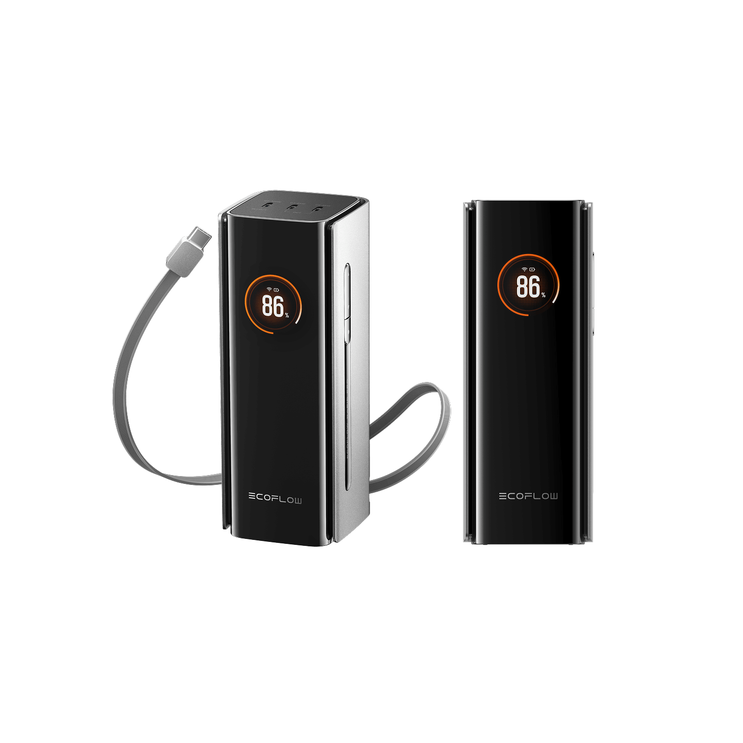إيكو فلو RAPID Pro بنك طاقة (20,000mAh، 230W، كابل مدمج 100W) - فضي