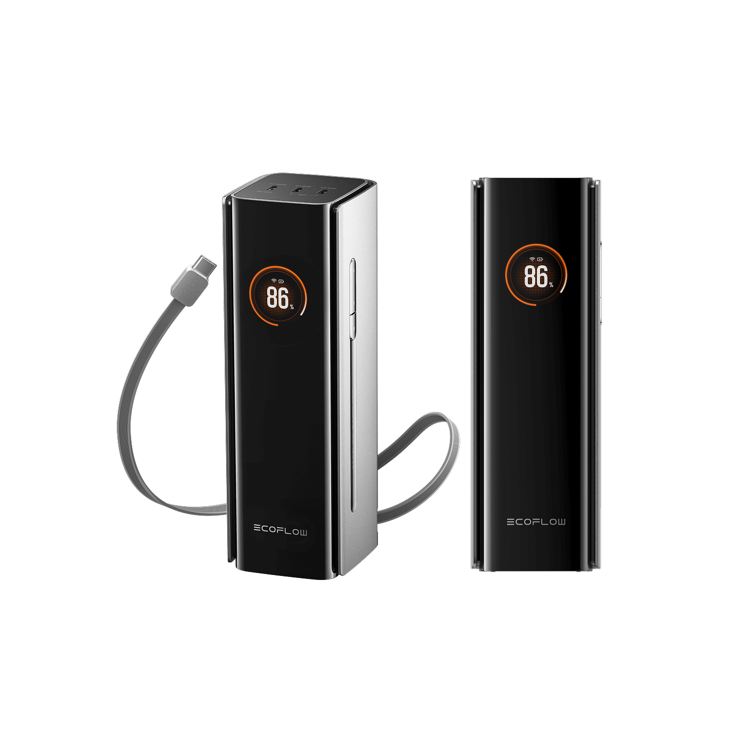 إيكو فلو RAPID Pro بنك طاقة (27,650mAh، 300W، كابل مدمج 140W) - فضي