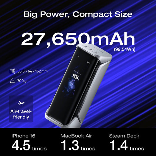إيكو فلو RAPID Pro X بنك طاقة (27,650mAh، 300W) - فضي
