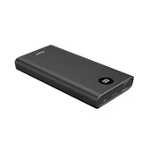 Black power bank with connectors on a white background