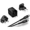 Ultimate 38W PD/QC Wall Charger with Universal Plug- Dual Output- USB-C to USB-C Braided Cable- Black