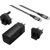 Ultimate 90W PD/QC Wall Charger with Universal Plug- GaN Technology- Dual Output- USB-C to USB-C Braided Cable- Black