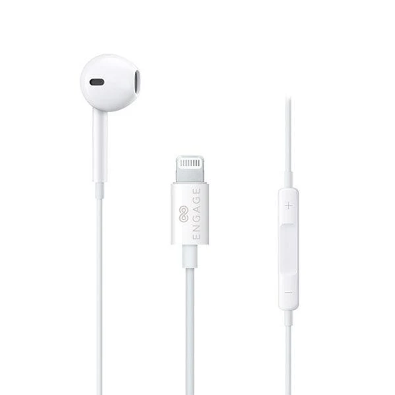 Engage, MFI Apple Lightning Wired Mono Earphone, White