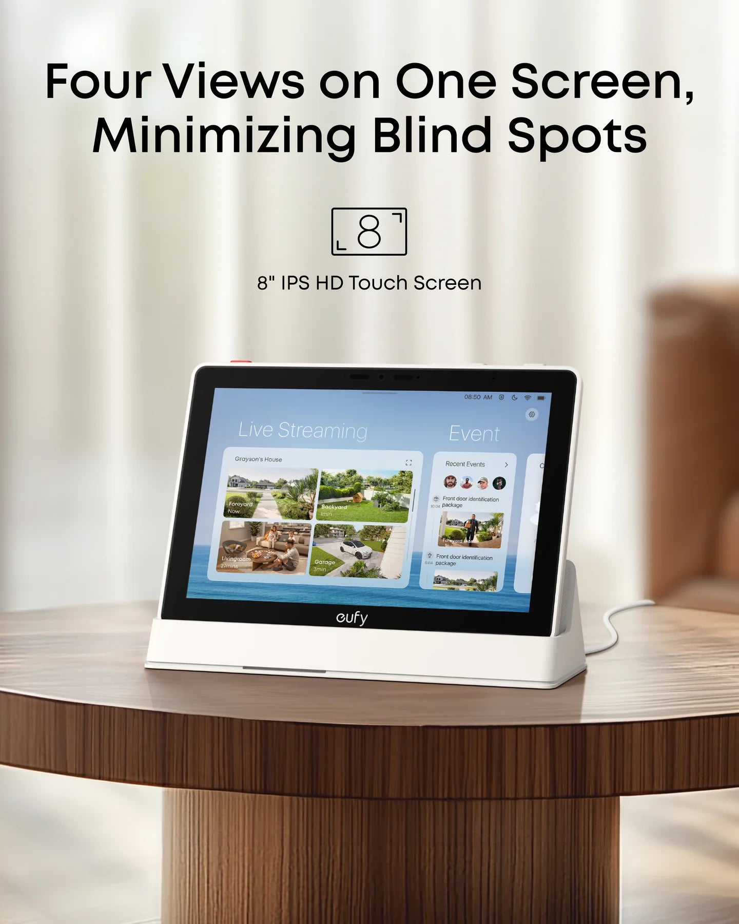 Eufy Smart Display E10 – 8" Touchscreen Security Monitor, Multi-Camera View, Local Playback