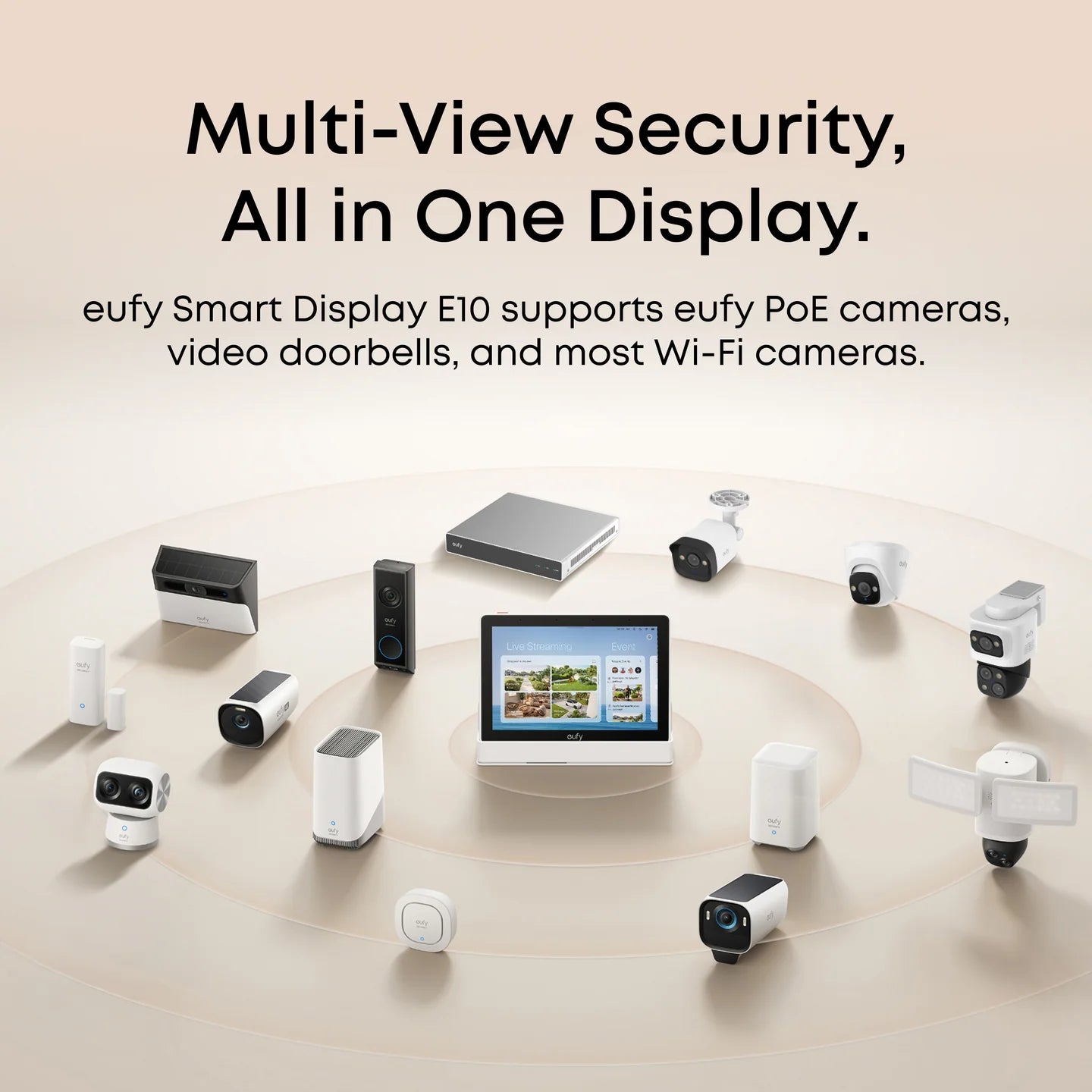 Eufy Smart Display E10 – 8" Touchscreen Security Monitor, Multi-Camera View, Local Playback