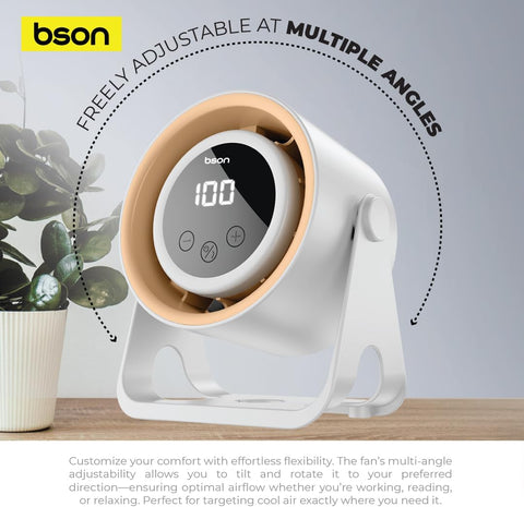 BSON HALO Breeze desktop fan - Bson Halo Breeze Desktop Fan, 2 in 1 Cooling Fan & Atmosphere Night Light, Silent Operation with 5 Wind Speed Settings, LED Digital Display Screen, & 360° Rotation, Supports Wall Mounting & Hanging