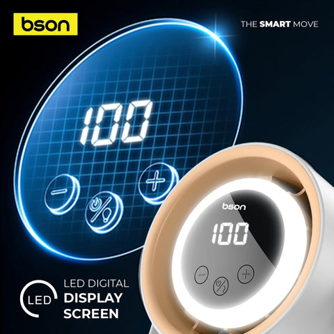 BSON HALO Breeze desktop fan - Bson Halo Breeze Desktop Fan, 2 in 1 Cooling Fan & Atmosphere Night Light, Silent Operation with 5 Wind Speed Settings, LED Digital Display Screen, & 360° Rotation, Supports Wall Mounting & Hanging