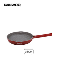 Daewoo 28cm Die-Cast Aluminum Frying Pan, Non-Stick Granite Stone Coating, Full Induction Base, Oven-Safe, Bakelite Handle , Red, Chemical-Free