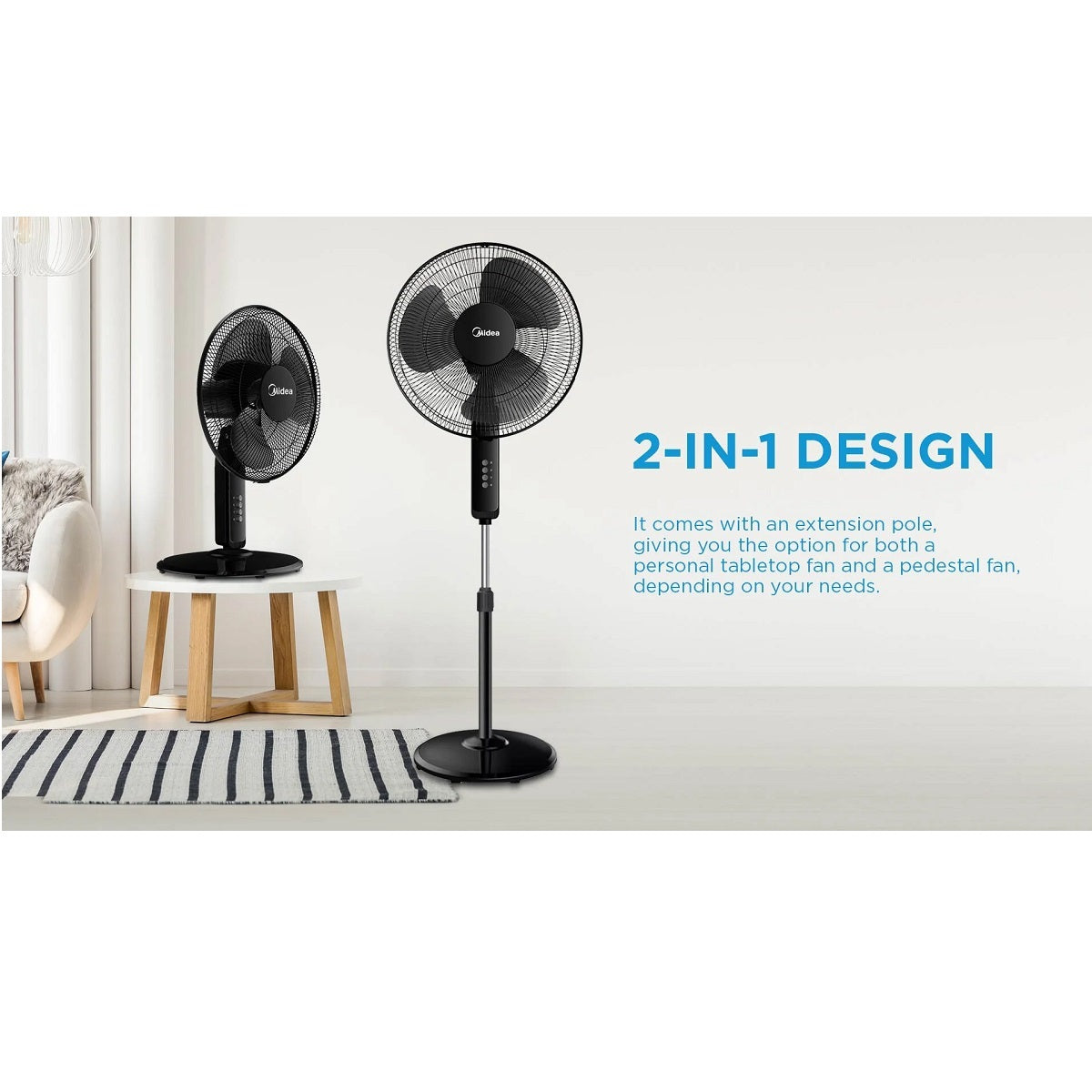 Midea 2-in-1 Stand and Table Fan, 45W