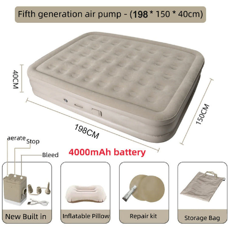 Double Inflatable Air Mattress with Electric Pump, Air Coil Support & 300 kg Capacity – 198 × 150 cm