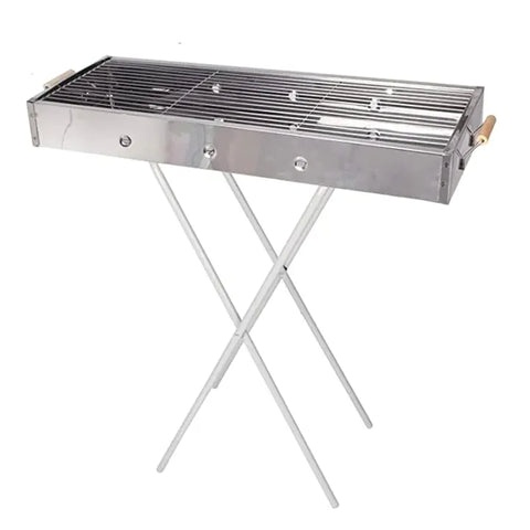 KKF Foldable Portable Barbecue Grill with Chrome-Plated Stand for Camping, Picnics, Outings & Vacations