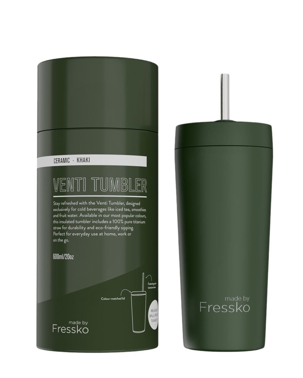 Fressko Venti Tumbler 600ml / 20oz - Ceramic - Denim