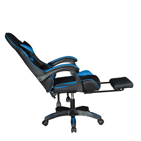 GADGETON Imperial Series PVC Leather Gaming Chair With Footrest - Black/Blue