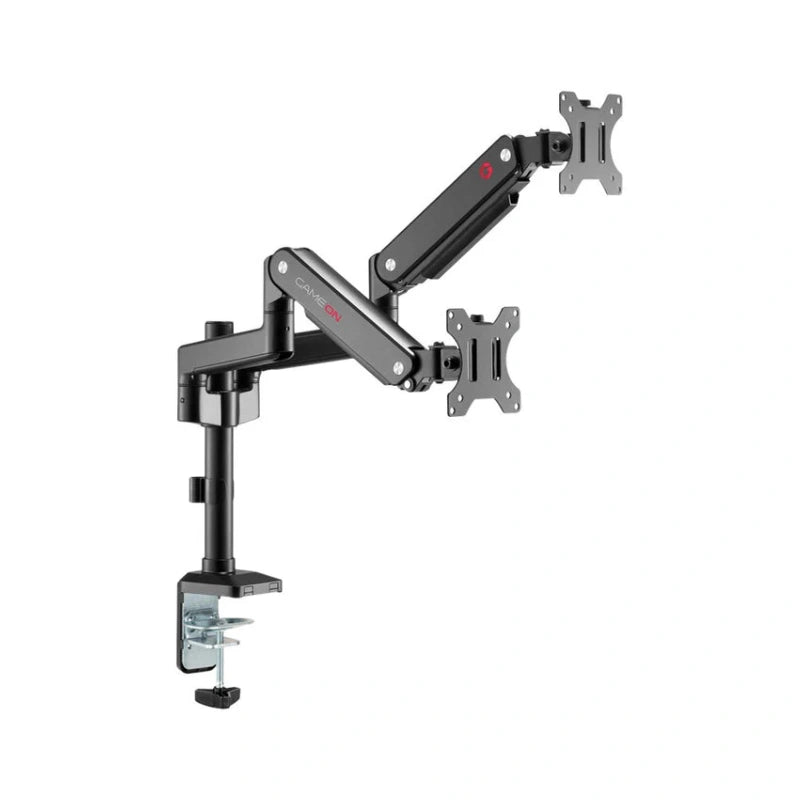 GAMEON GO-2045 Pole-Mounted Gas Spring Dual Monitor Arm, Stand And Mount For Gaming And Office Use, 17" - 32", Each Arm Up To 9 KG - Black