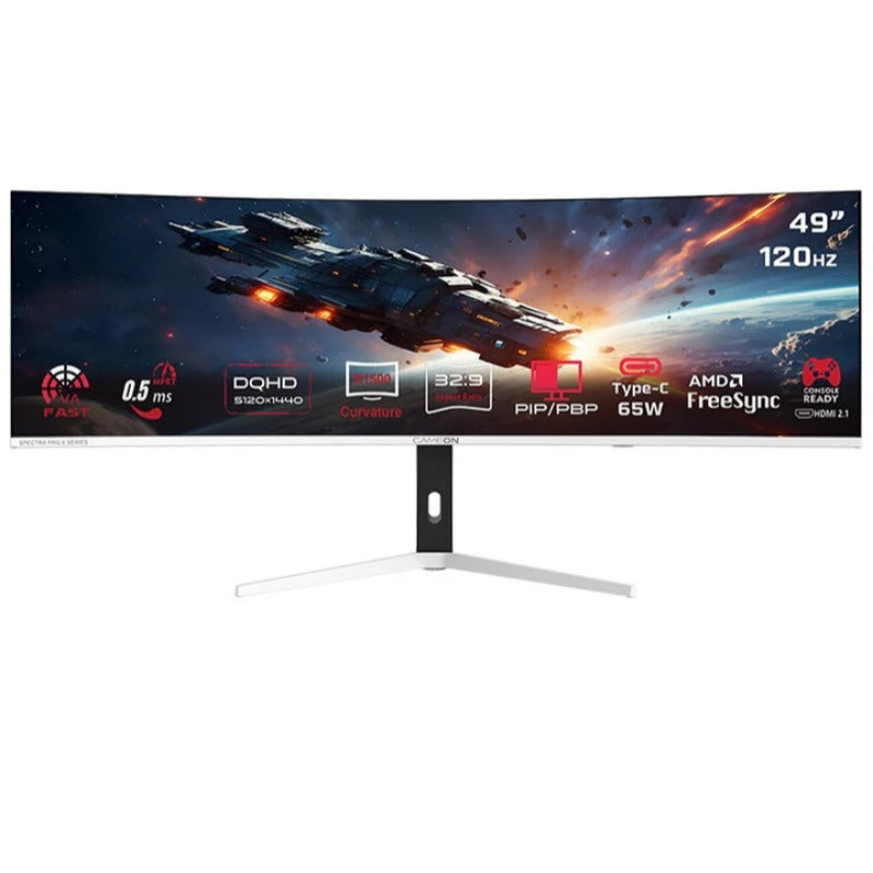 GAMEON GOAC49DQHD120 Spectra Pro X Series 49" DQHD 120Hz Curved Gaming Monitor (Supports PS5) – White