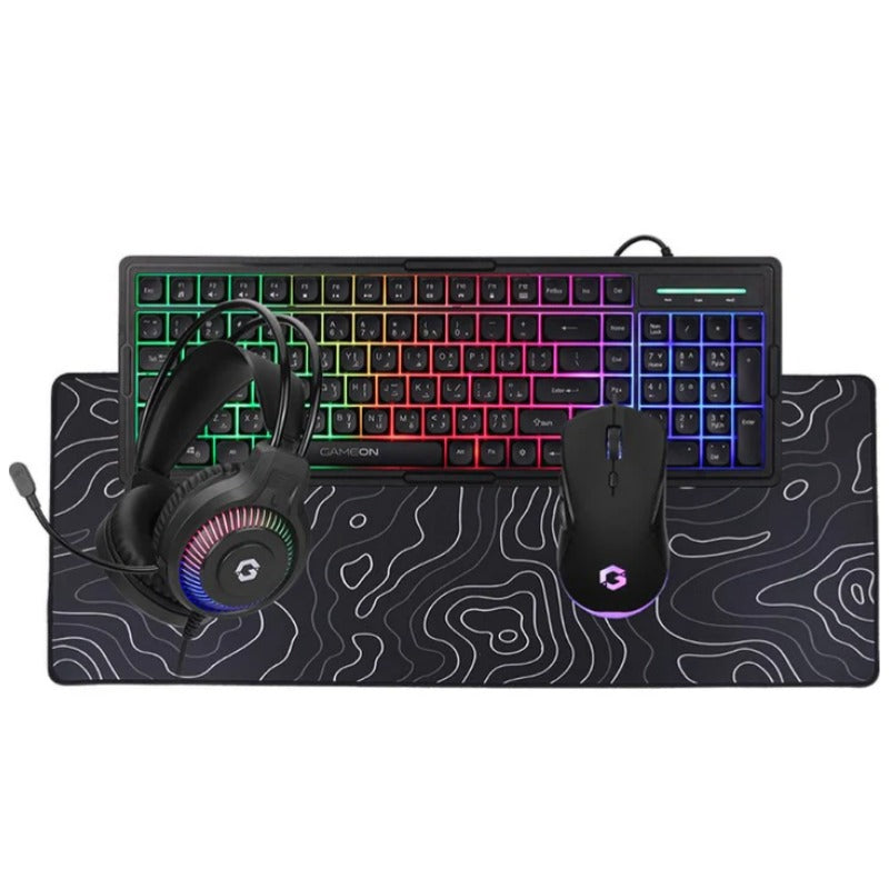GAMEON GO-CYPHERW-XL-B All-In-One Gaming Bundle (Keyboard, Headset, Mouse & Mousepad) - Black