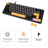GAMEON VOLT Series 60% RGB Magnetic Mechanical Wired Gaming Keyboard, Pink Switch - English/Arabic (GOMGK68-RS)