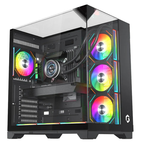 GAMEON Valkyrie I Series ATX Mid Tower Gaming Case - Black (4 ARGB Fans Included)