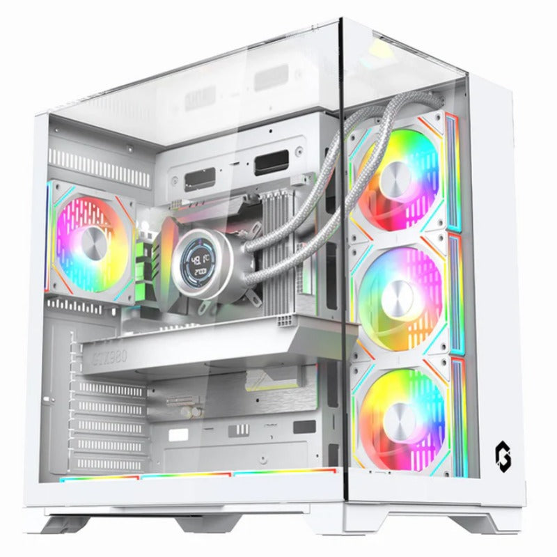 GAMEON Valkyrie I Series ATX Mid Tower Gaming Case - White (4 ARGB Fans Included)