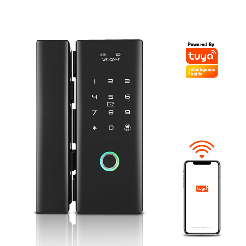 Gopeta, High-Security TTLock Smart Glass Door Lock for Frameless Glass Doors, Fingerprint, App & Passcode