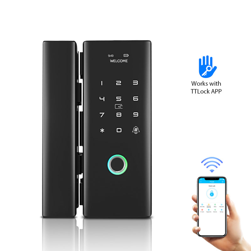Gopeta, High-Security TTLock Smart Glass Door Lock for Frameless Glass Doors, Fingerprint, App & Passcode