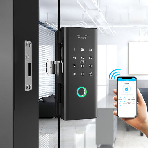 Gopeta, High-Security TTLock Smart Glass Door Lock for Frameless Glass Doors, Fingerprint, App & Passcode