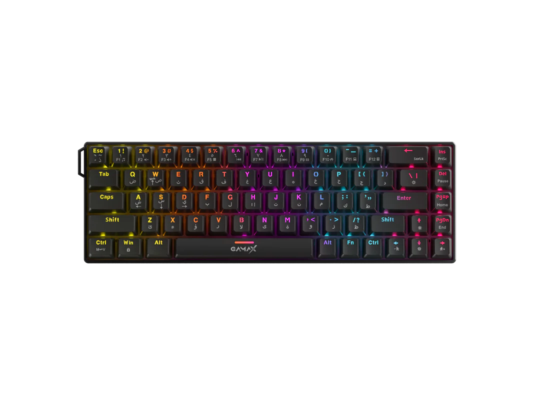 Gamax GM-204, 4-in-1 Wired PC Gaming Accessory Set with Arabic Mechanical Keyboard – Black