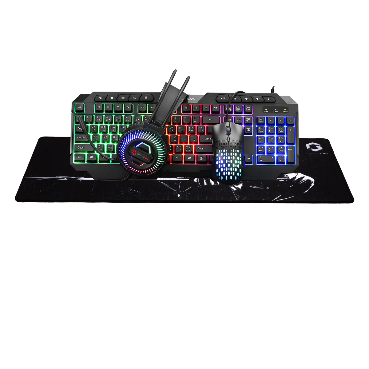 مجموعة الألعاب GameOn CYPHER XL All-In-One (لوحة المفاتيح، سماعة الرأس، الماوس ولوحة الماوس)