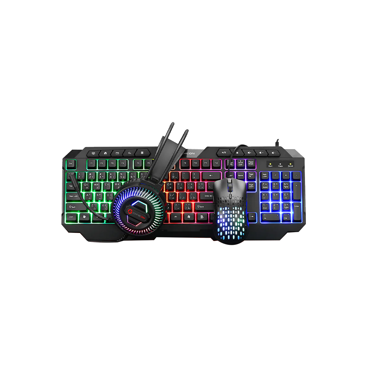 مجموعة الألعاب GameOn CYPHER XL All-In-One (لوحة المفاتيح، سماعة الرأس، الماوس ولوحة الماوس)