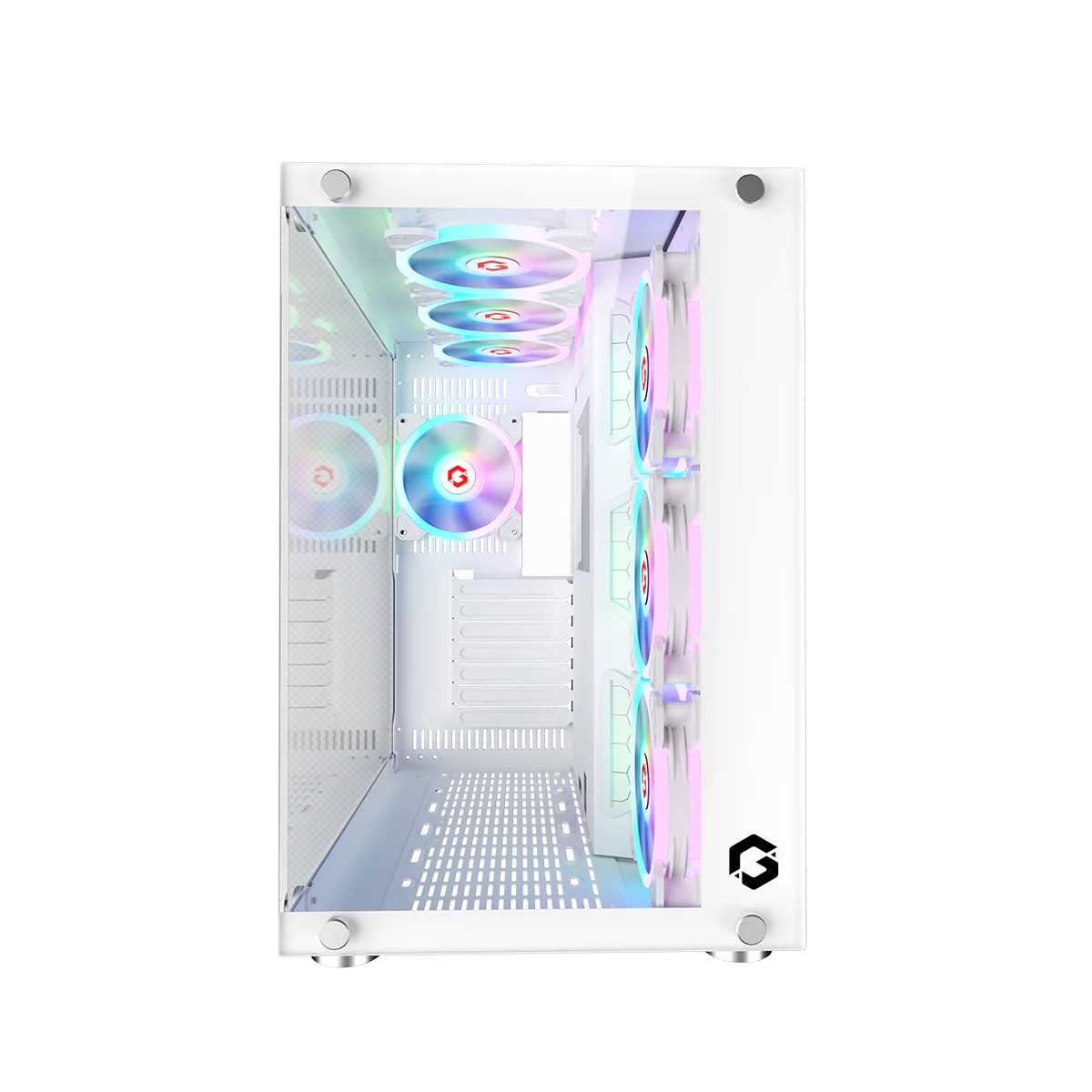GameOn GO-EMPERORII-A, Emperor Arctic II Series Mid Tower Gaming Case with 7 ARGB Fans - White