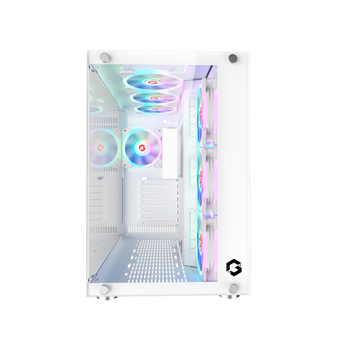 GameOn GO-EMPERORII-A, Emperor Arctic II Series Mid Tower Gaming Case with 7 ARGB Fans - White