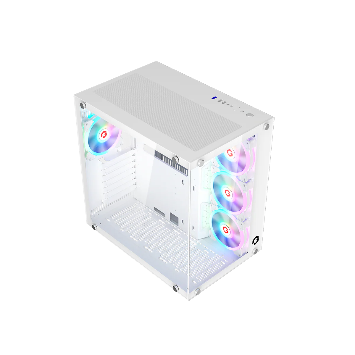 GameOn GO-EMPERORII-A, Emperor Arctic II Series Mid Tower Gaming Case with 7 ARGB Fans - White