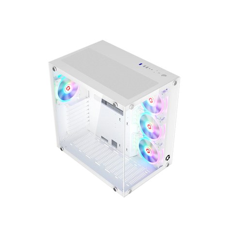 GameOn GO-EMPERORII-A, Emperor Arctic II Series Mid Tower Gaming Case with 7 ARGB Fans - White
