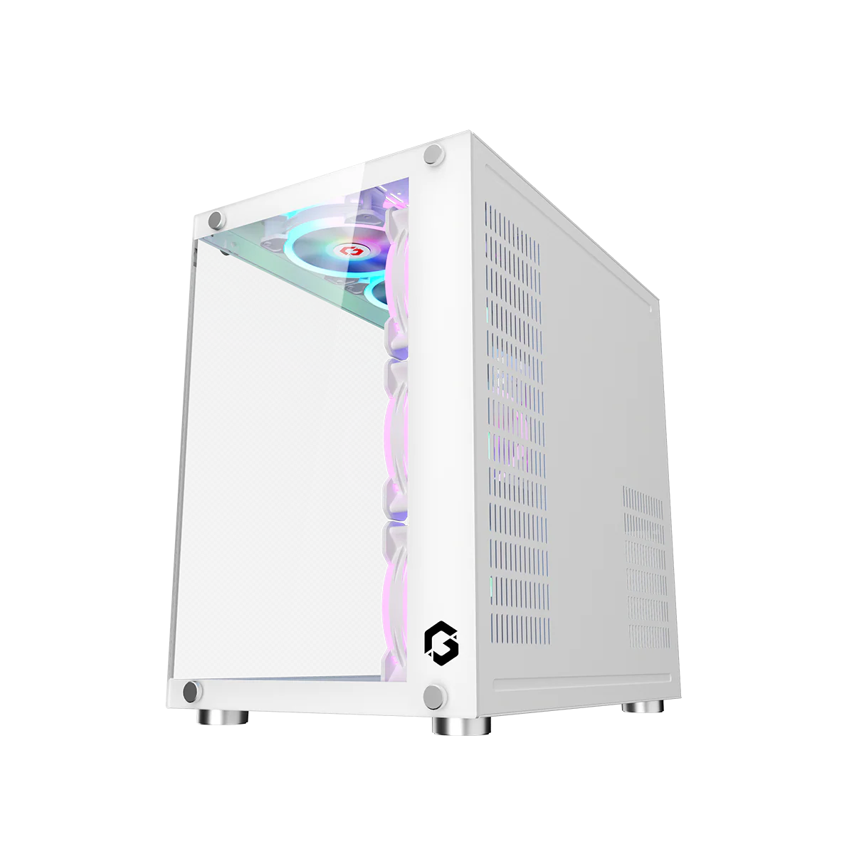 GameOn GO-EMPERORII-A, Emperor Arctic II Series Mid Tower Gaming Case with 7 ARGB Fans - White