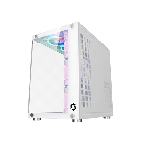 GameOn GO-EMPERORII-A, Emperor Arctic II Series Mid Tower Gaming Case with 7 ARGB Fans - White