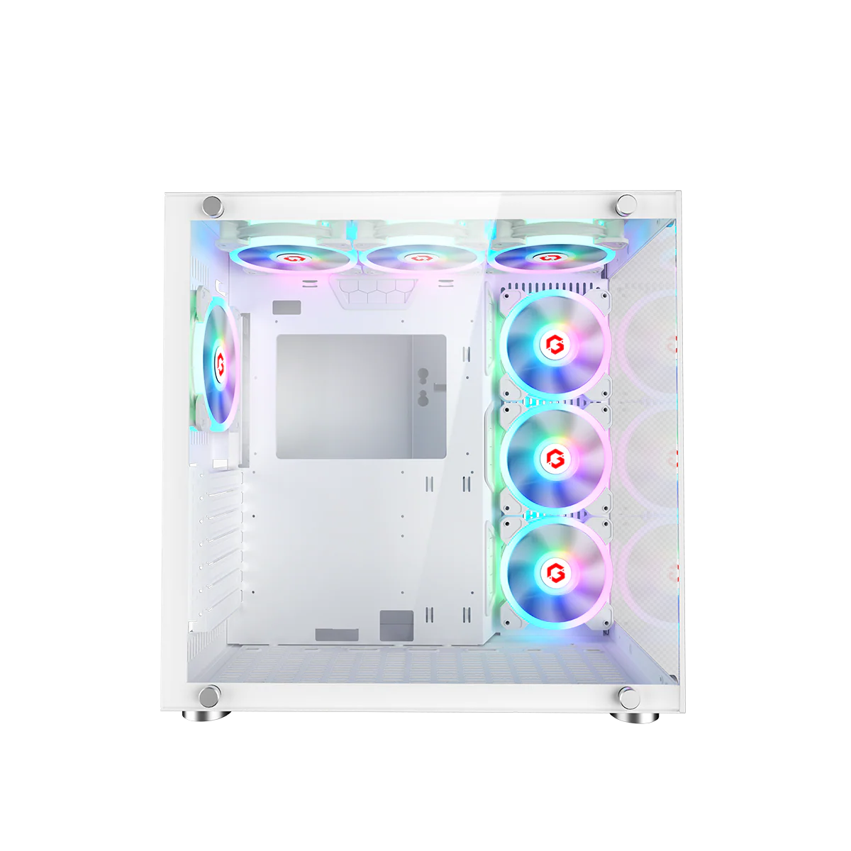 GameOn GO-EMPERORII-A, Emperor Arctic II Series Mid Tower Gaming Case with 7 ARGB Fans - White