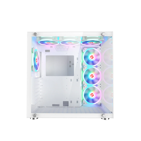 GameOn GO-EMPERORII-A, Emperor Arctic II Series Mid Tower Gaming Case with 7 ARGB Fans - White