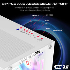 حقيبة ألعاب GAMEON Emperor Midnight III Series Mid Tower - بيضاء