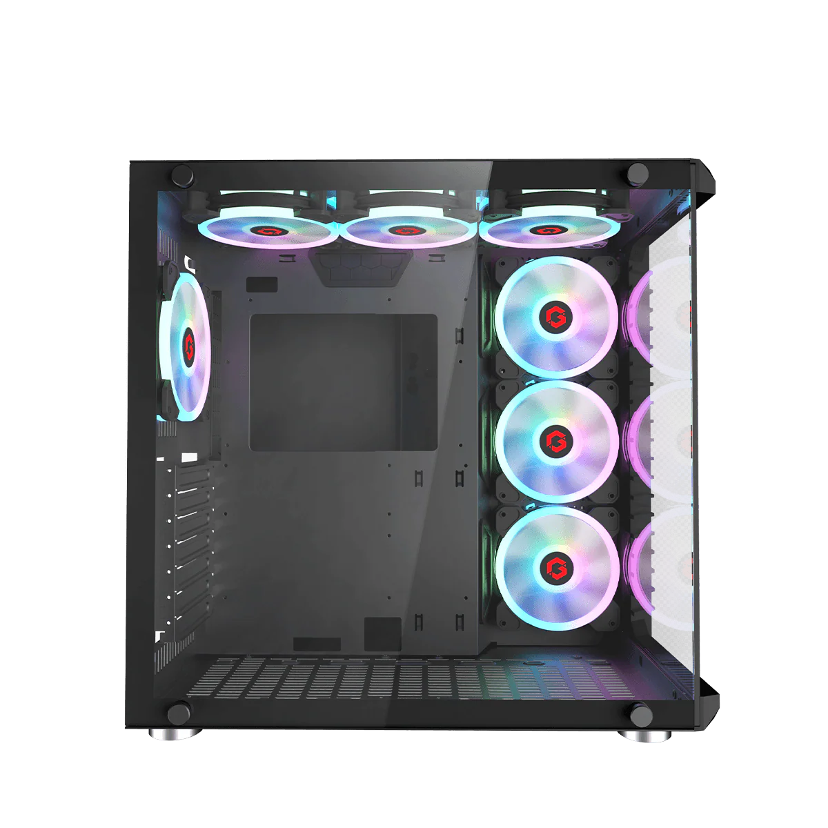 GameOn GO-EMPERORIII-M, Emperor Midnight III Series Mid Tower Gaming Case, 7x Pre-Installed ARGB Fans - Black