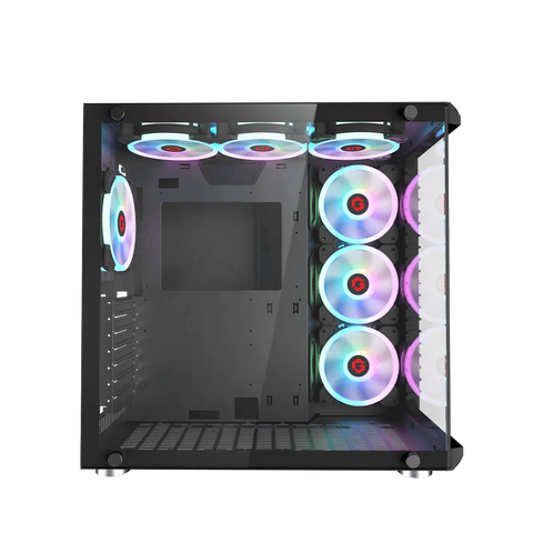 GameOn GO-EMPERORIII-M, Emperor Midnight III Series Mid Tower Gaming Case, 7x Pre-Installed ARGB Fans - Black