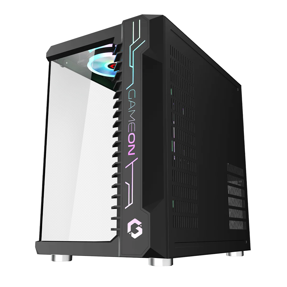 GameOn GO-EMPERORIII-M, Emperor Midnight III Series Mid Tower Gaming Case, 7x Pre-Installed ARGB Fans - Black