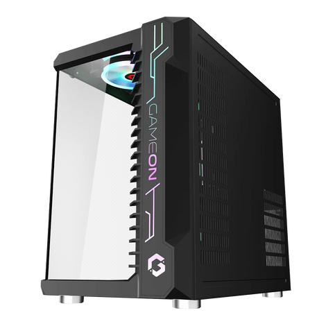 GameOn GO-EMPERORIII-M, Emperor Midnight III Series Mid Tower Gaming Case, 7x Pre-Installed ARGB Fans - Black