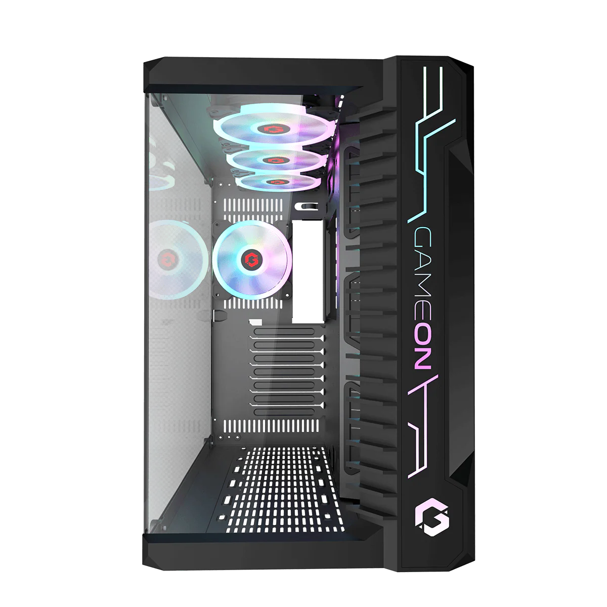 GameOn GO-EMPERORIII-M, Emperor Midnight III Series Mid Tower Gaming Case, 7x Pre-Installed ARGB Fans - Black
