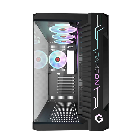 GameOn GO-EMPERORIII-M, Emperor Midnight III Series Mid Tower Gaming Case, 7x Pre-Installed ARGB Fans - Black