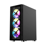 GAMEON TRIDENT III ARGB E-ATX Mid Tower Gaming PC Case - Black (4 ARGB Fans Included)