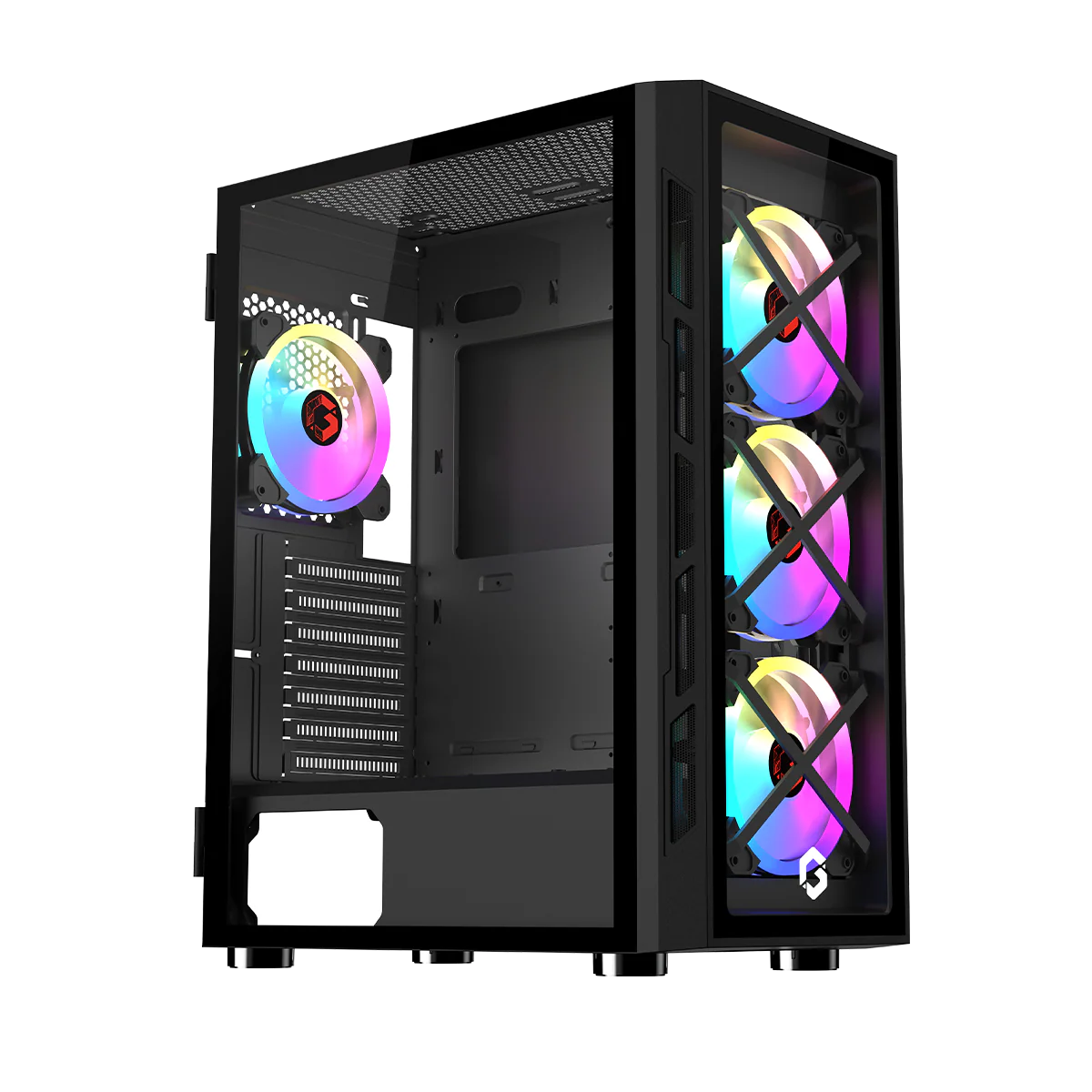 GAMEON TRIDENT III ARGB E-ATX Mid Tower Gaming PC Case - Black (4 ARGB Fans Included)