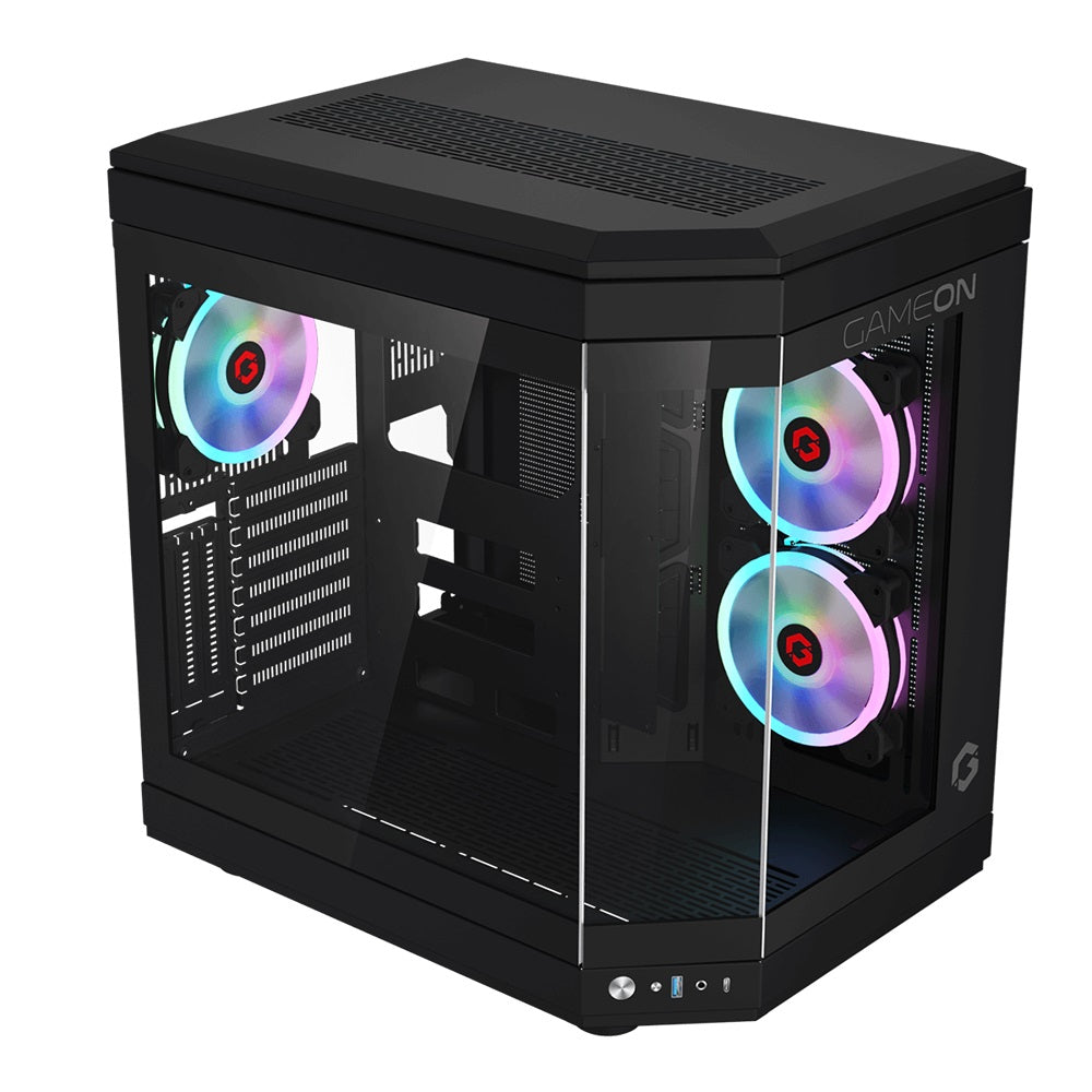 GAMEON GO-VALKYRIEI-M VaIkyriei Series Mid Tower Gaming Case 3 Side Glass - أسود